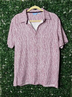 Tackle&Tide Men’s Casual Short-Sleeve Button-Down Shirt lavender Leaf Print